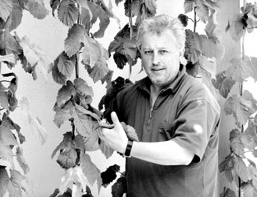 Klaus Kling in seinem "Hopfengärtle"